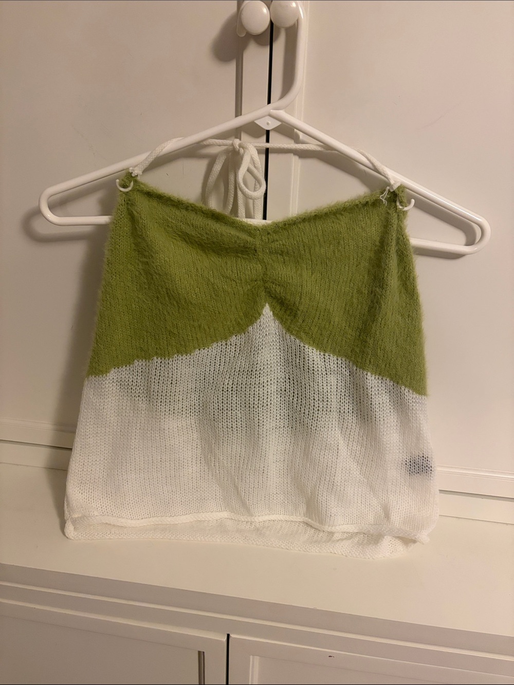 SHEIN White Knit Top with Black Label
